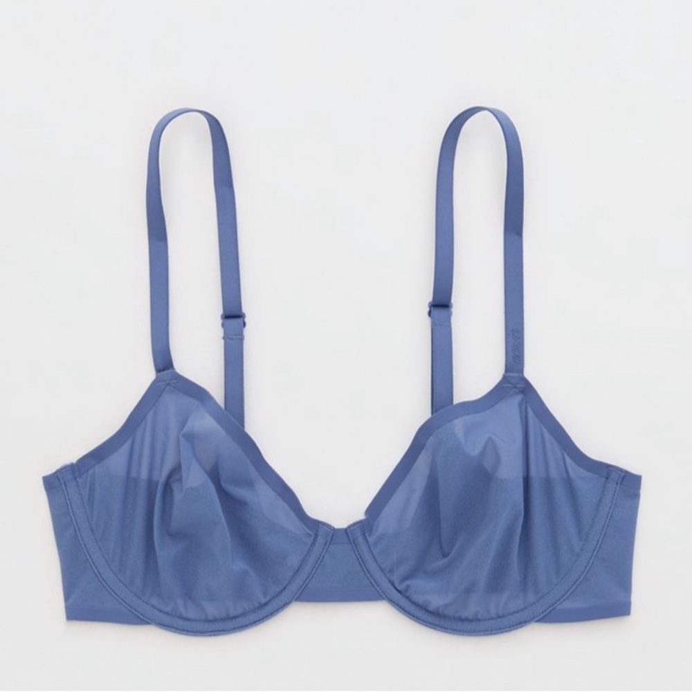 NWT Aerie SMOOTHEZ Mesh Unlined Bra In Marble Blue